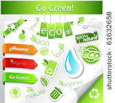 set of green ecology icons.