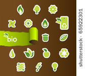 set of ecology icons on brown...