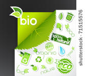 set of green ecology icons.