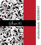 invitation card with red and...