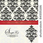 red and black damask card