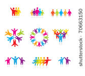 set of icons   a successful team