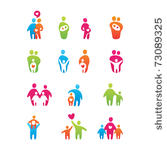 set of icons   kids and parents