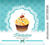 vintage card with cupcake