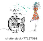 summer bicycle vintage vector...