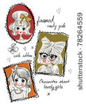 cute girls in frame vector...