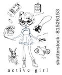 active sketch vector girl