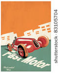 illustration vintage car race...