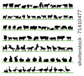 90 farm animals silhouettes set