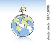 happy kid on top of the globe ...