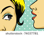 woman telling secrets  pop art...
