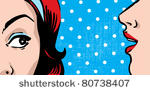 woman gossip  polka dots retro...
