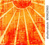 grunge orange sun rays vector...