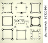 vector set of 9 calligraphic...