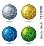 four christmas disco  ball over ...