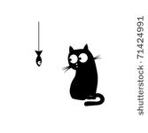 black cat and fish. vector...