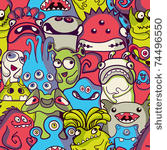 alien and monsters   seamless...