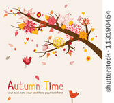 greeting card with autumn branch