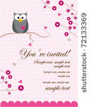 owl baby girl invitation card