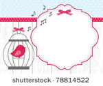 cute bird in bird cage greeting