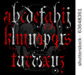 sketch gothic alphabet   skull...