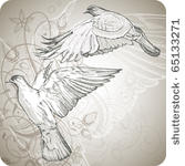 flying doves on the background...