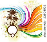palms. colourful background.