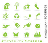 eco friendly icon set in green