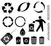 various recycling symbols and...