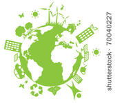 green environment symbols on...