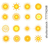 various suns icon set on white