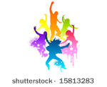 young and fit people jumping...