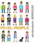 vector pixel people 