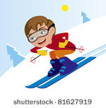 young alpine skier races...