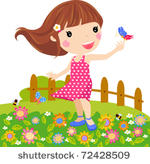 illustration little girl and...
