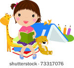 cute girl reading book
