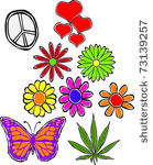 retro happy hippie set of...