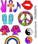 retro happy hippie set  2 of...