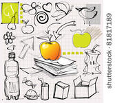 doodles  apples  fruits  etc. 