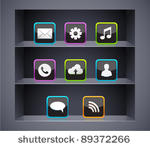 vector bright icons on glossy...