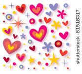 hearts flowers stars seamless...