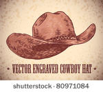 vector engraving cowboy hat
