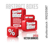 3d plastic abstract banners set ...
