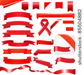red ribbons set  isolated on...