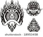 skull of a horned animal and...