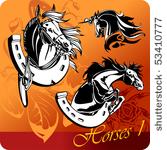 flaming horses.vector...