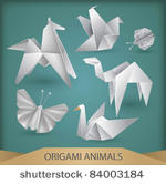origami animals vector set
