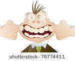 funny cartoon man forced to...