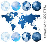 blue globe kit and map  vector...