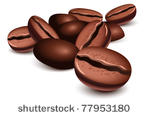 coffee beans over a white...
